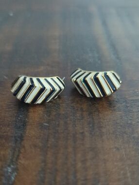 Joan Rivers Gold-Tone Black and White Earrings
